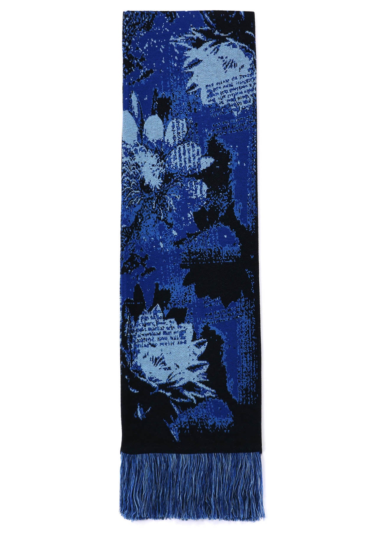 HAMEAUZE JACQUARD OMNIBUS FLOWER FRINGE MUFFLER