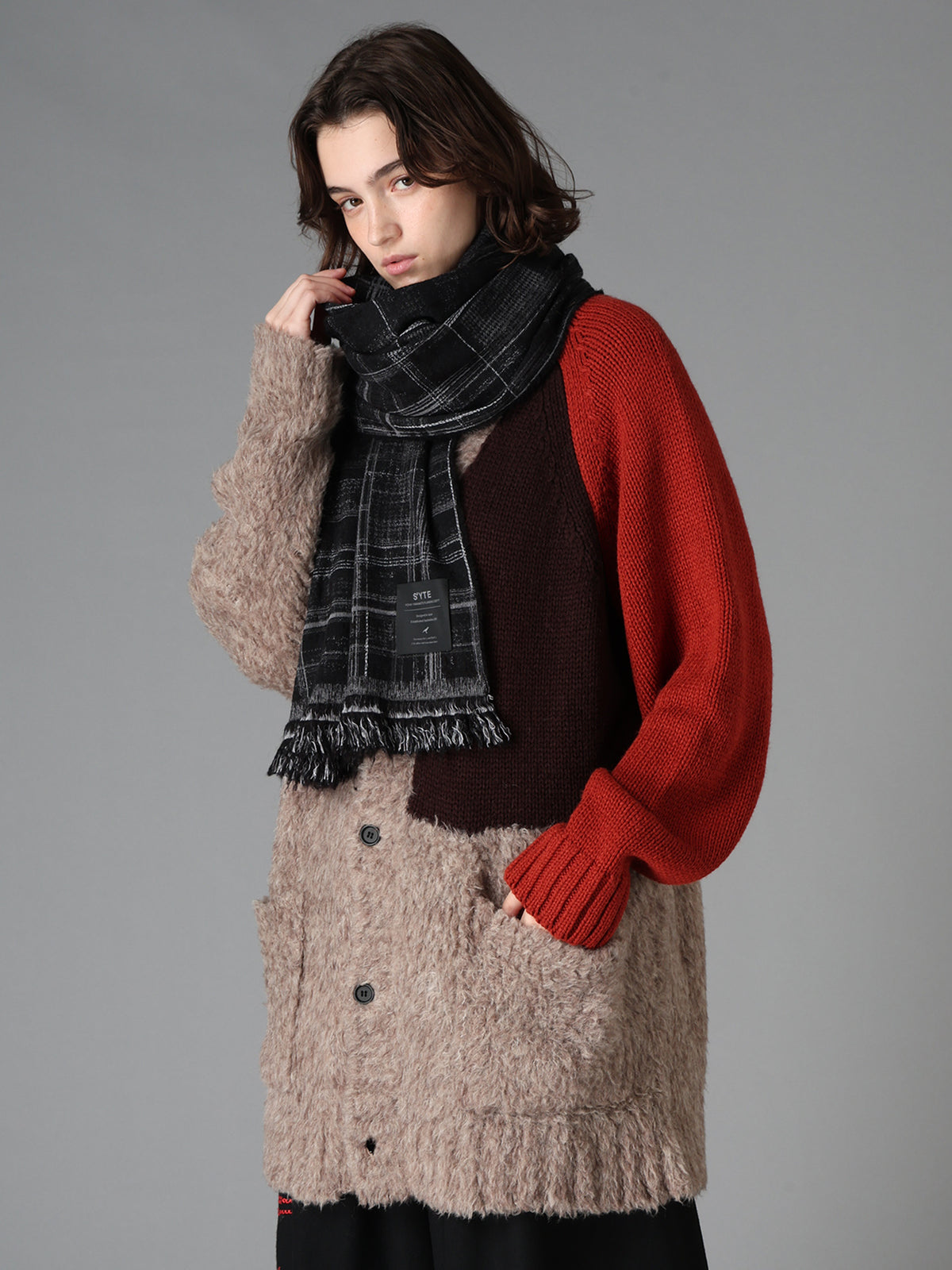 CHECK JACQUARD STOLE