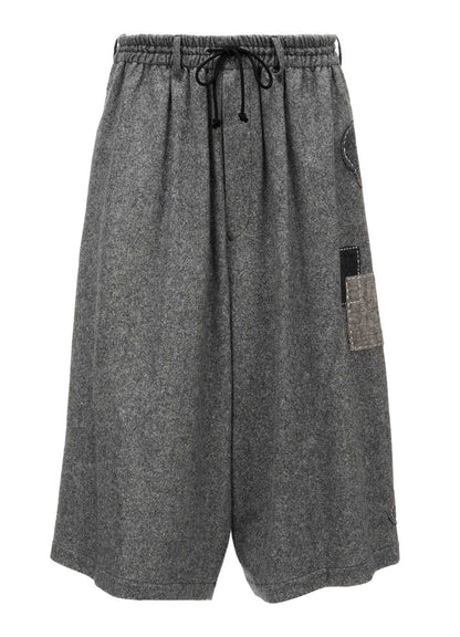 ECO WOOL EMBROIDERIED PATCH CULOTTE PANTS