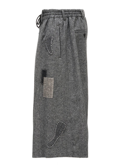 ECO WOOL EMBROIDERIED PATCH CULOTTE PANTS
