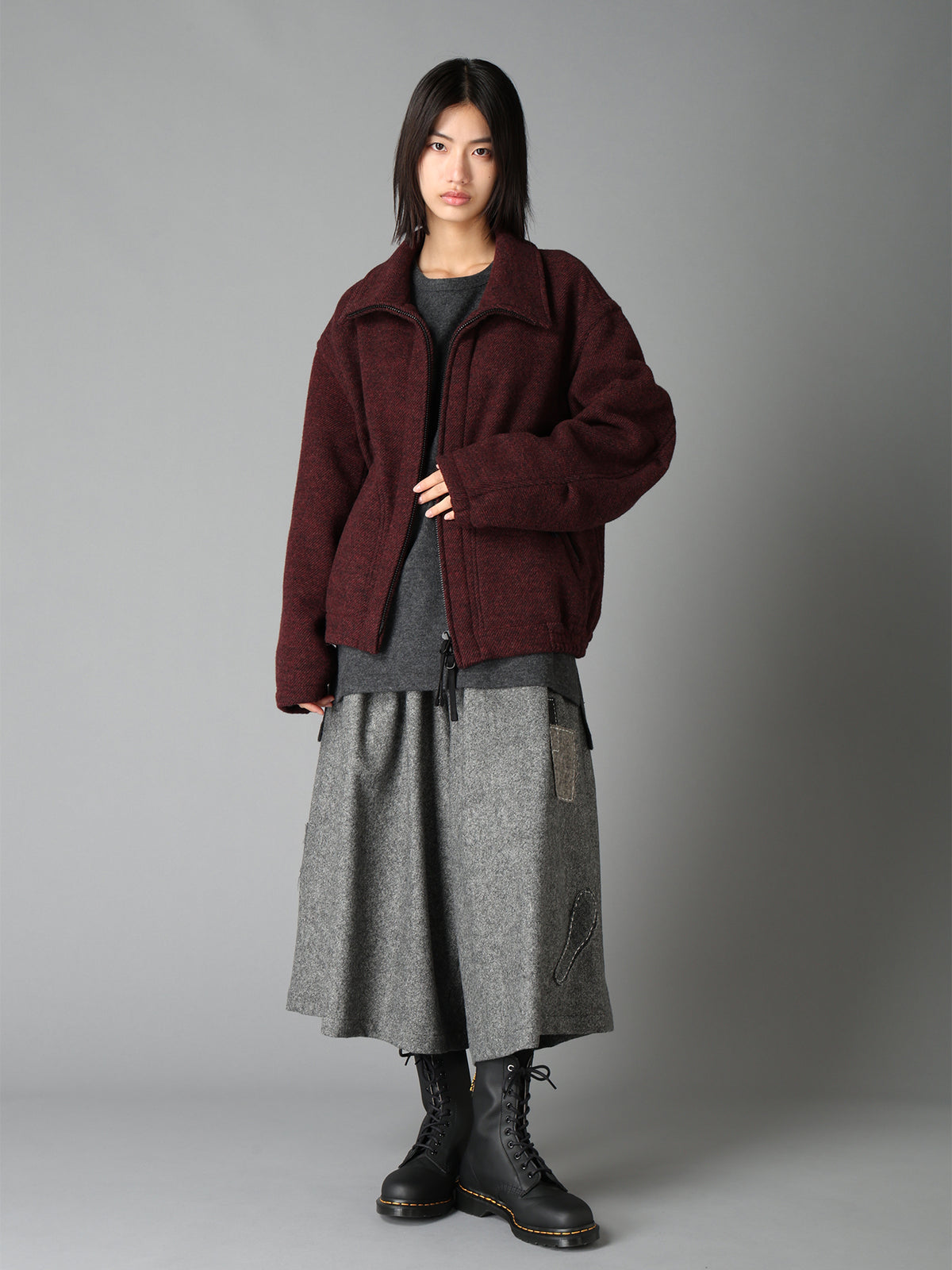 ECO WOOL EMBROIDERIED PATCH CULOTTE PANTS