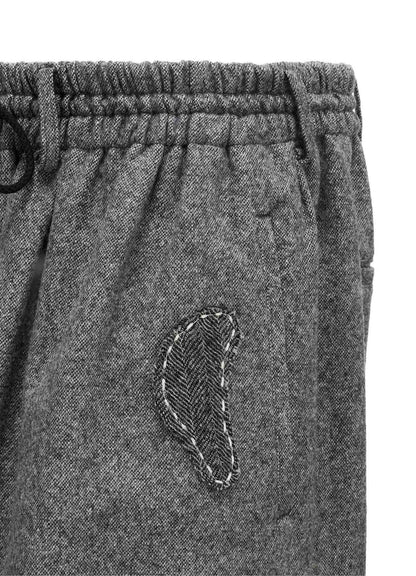 ECO WOOL EMBROIDERIED PATCH CULOTTE PANTS