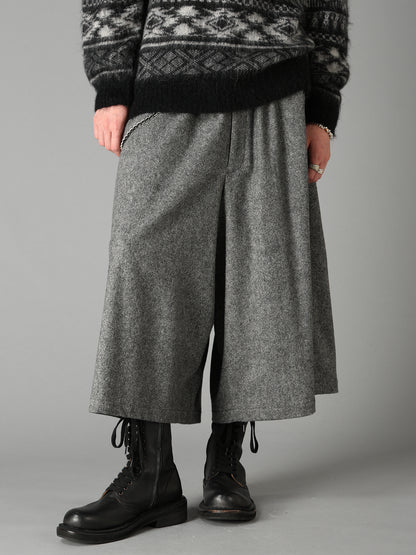ECO WOOL EMBROIDERIED PATCH CULOTTE PANTS