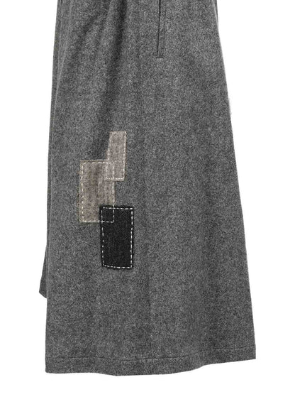 ECO WOOL EMBROIDERIED PATCH CULOTTE PANTS