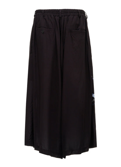 PATCHWORK FLOWER PRINT RAYON CULOTTE PANTS