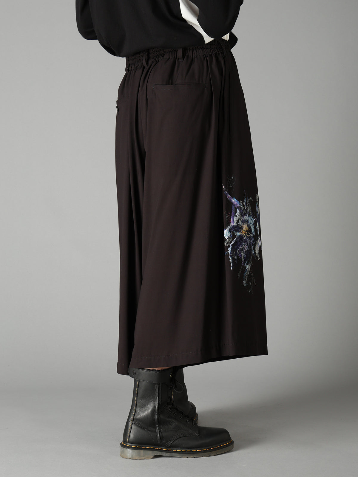 PATCHWORK FLOWER PRINT RAYON CULOTTE PANTS
