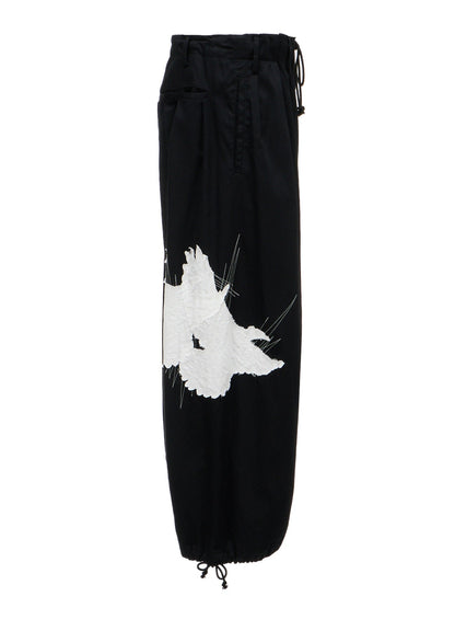 20/COTTON TWILL CROW PATCH BALLOON PANTS