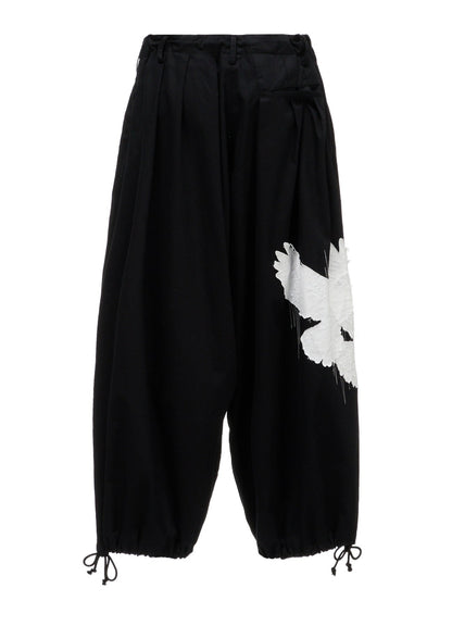 20/COTTON TWILL CROW PATCH BALLOON PANTS