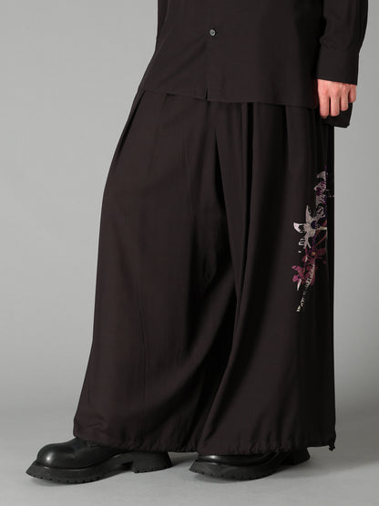 SKETCH PANSY PRINT RAYON BALLOON PANTS