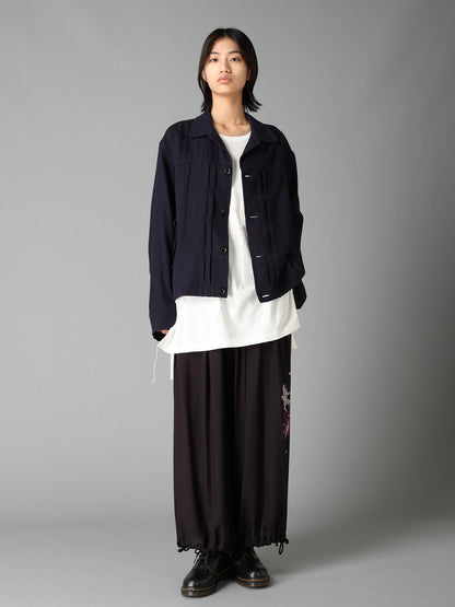 SKETCH PANSY PRINT RAYON BALLOON PANTS