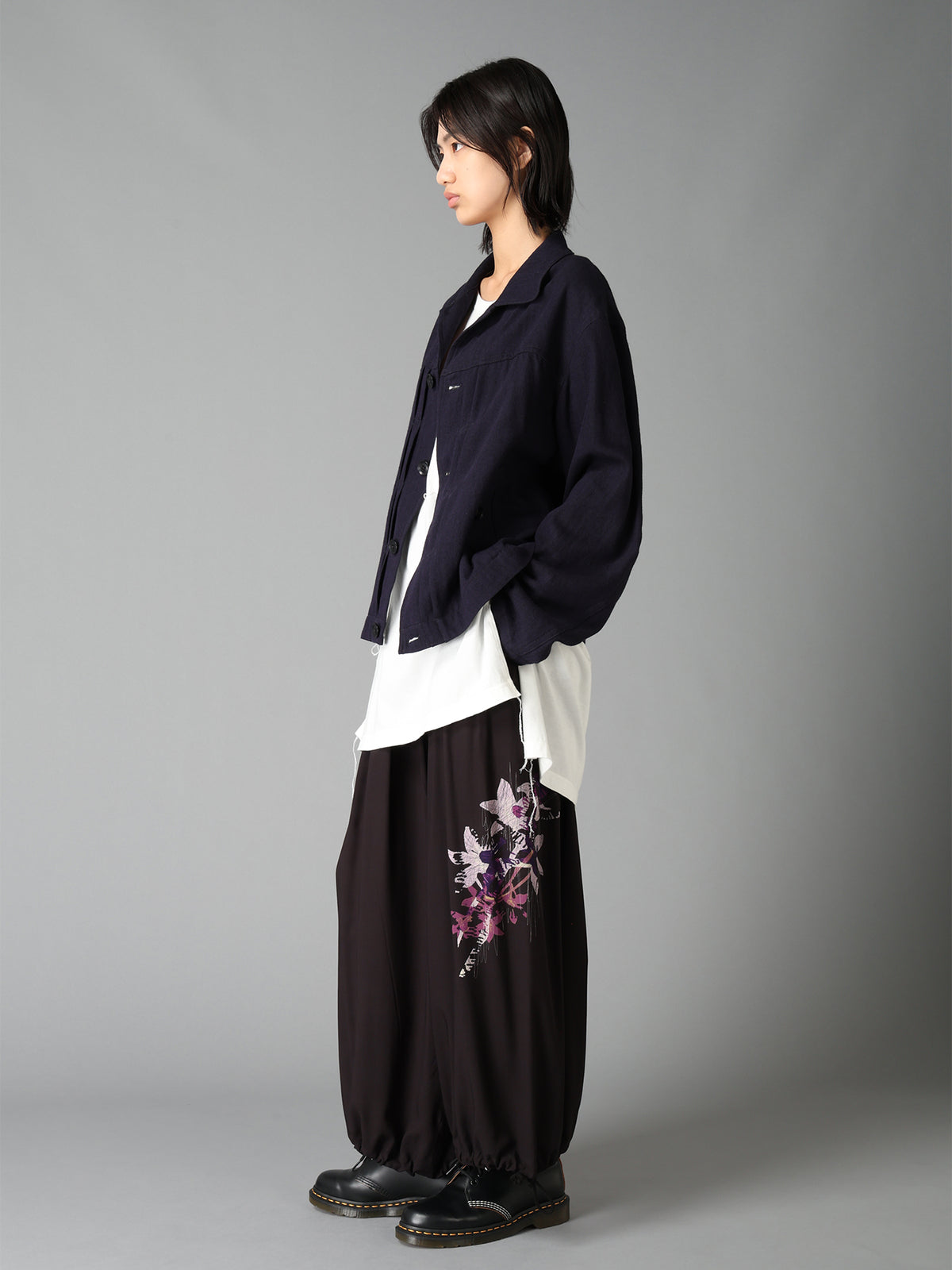 SKETCH PANSY PRINT RAYON BALLOON PANTS