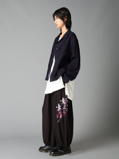 SKETCH PANSY PRINT RAYON BALLOON PANTS