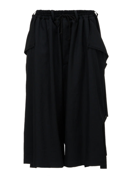 WOOL GABARDINE SIDE BELT PANTS