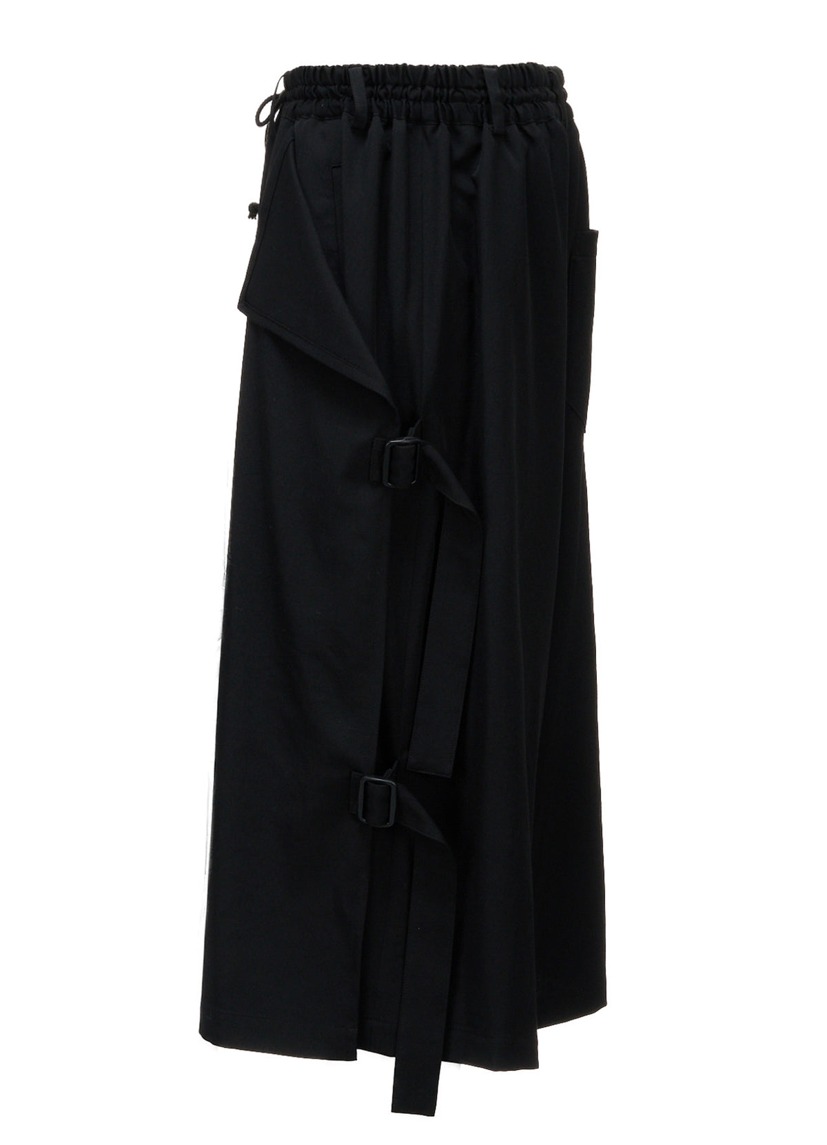 WOOL GABARDINE SIDE BELT PANTS