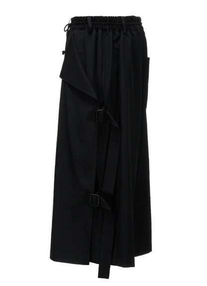 WOOL GABARDINE SIDE BELT PANTS