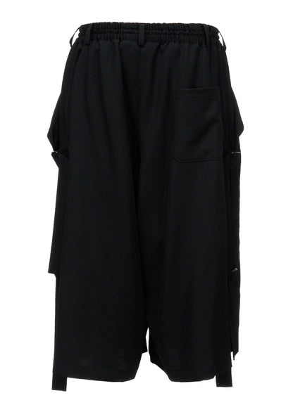 WOOL GABARDINE SIDE BELT PANTS