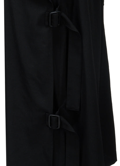 WOOL GABARDINE SIDE BELT PANTS