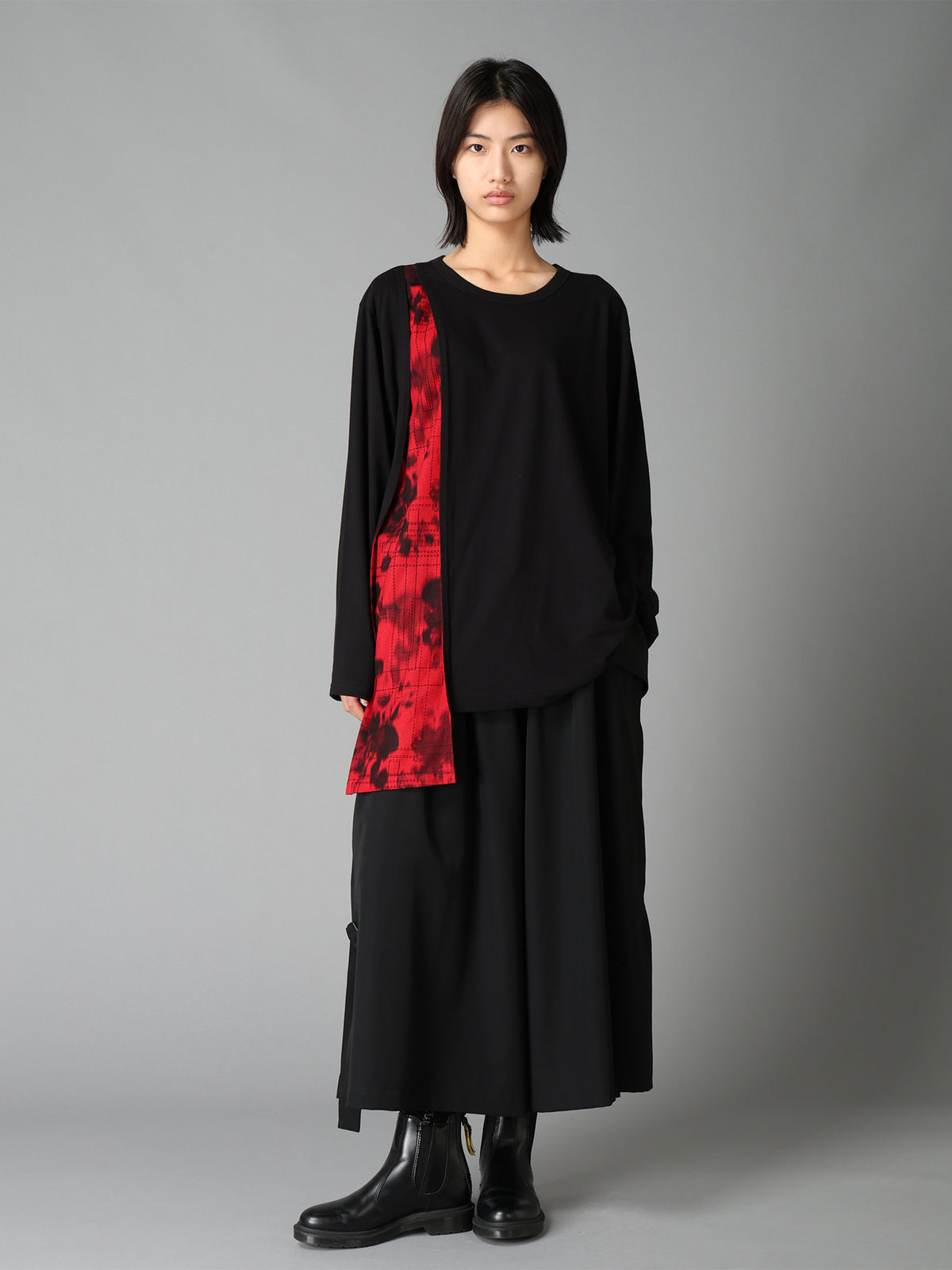 WOOL GABARDINE SIDE BELT PANTS