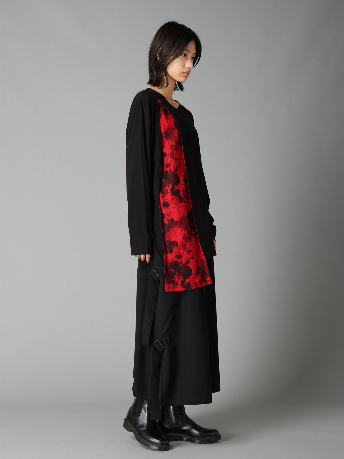 WOOL GABARDINE SIDE BELT PANTS