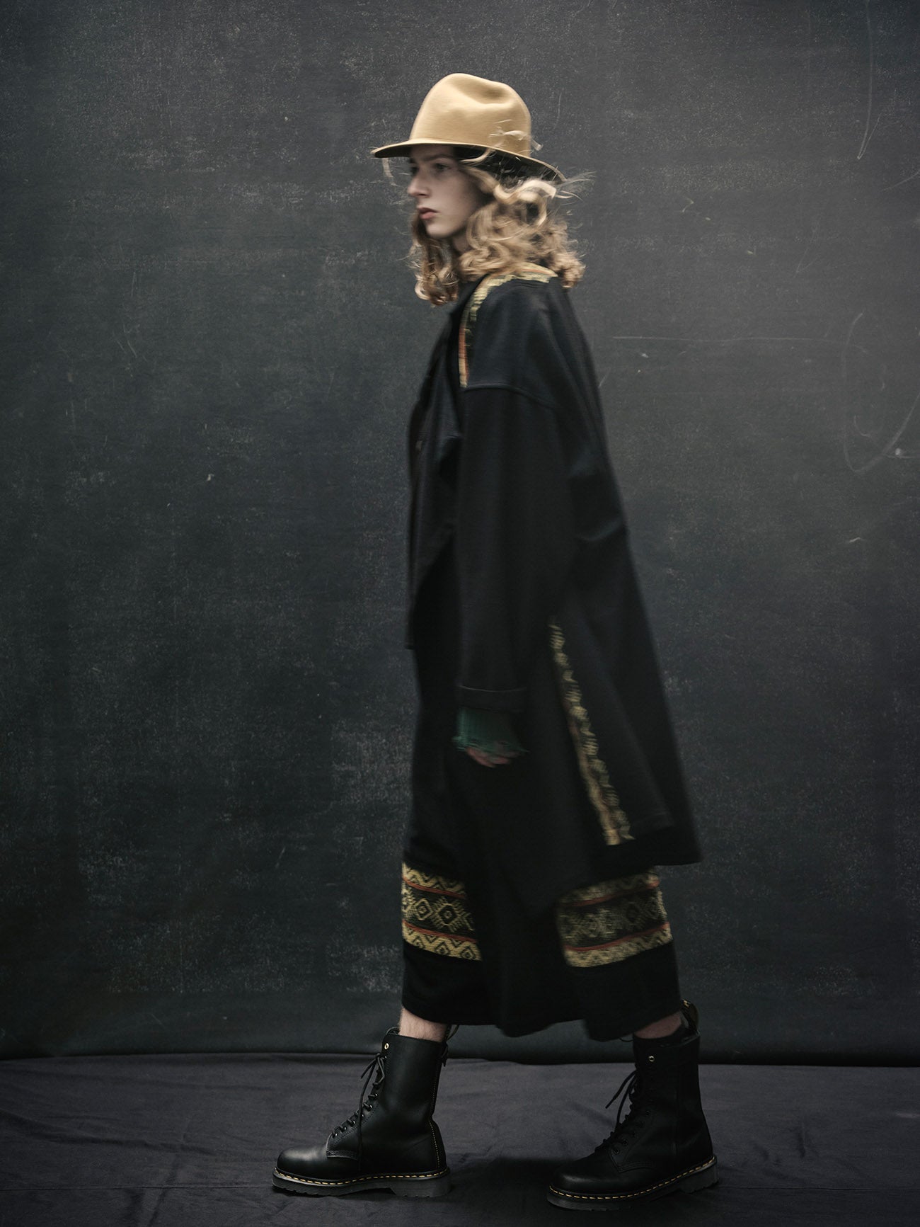 FLANNEL+ECUADORIAN WOVEN BRAID SWITCH FLAME CULOTTE PANTS