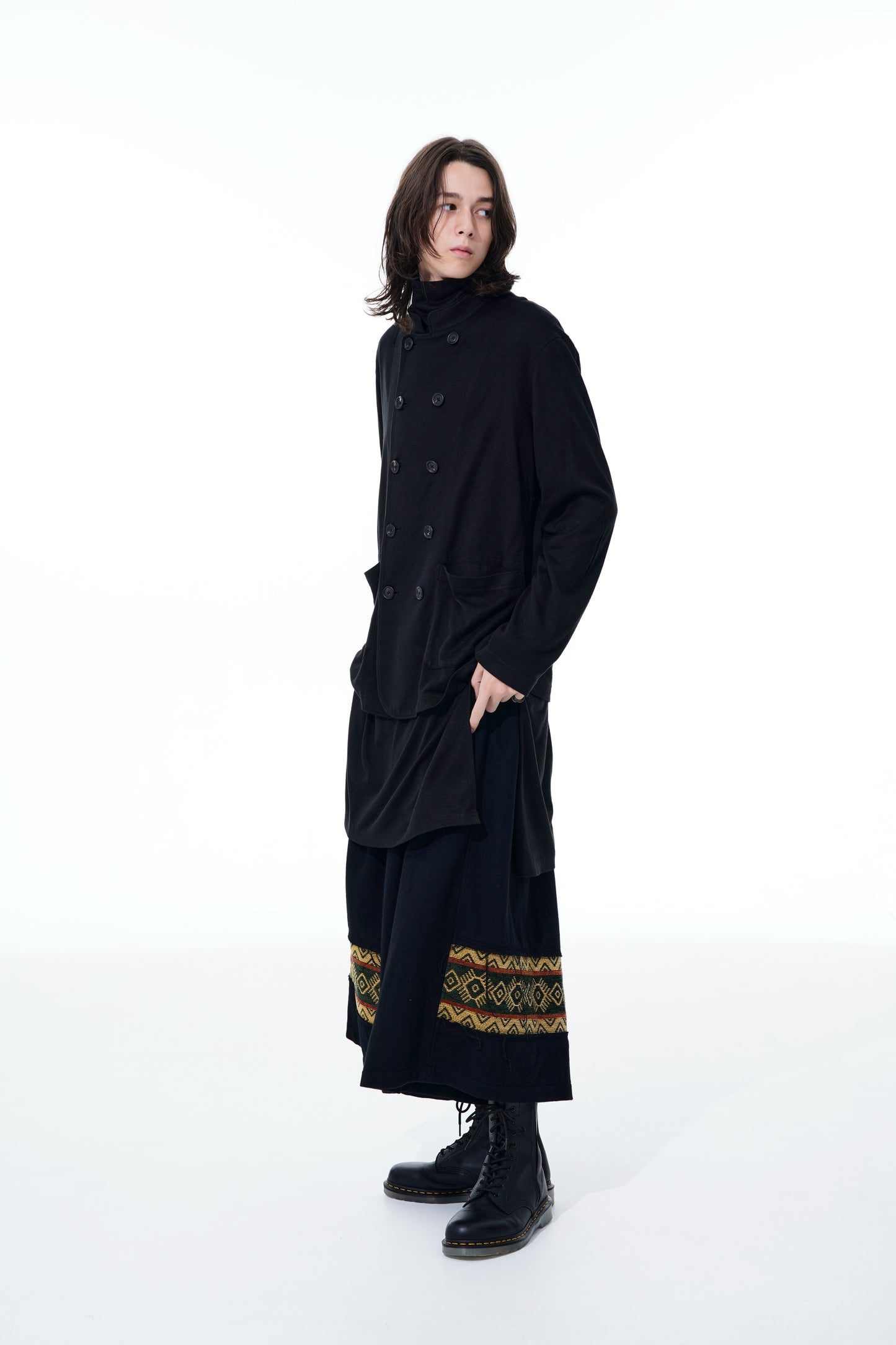 FLANNEL+ECUADORIAN WOVEN BRAID SWITCH FLAME CULOTTE PANTS