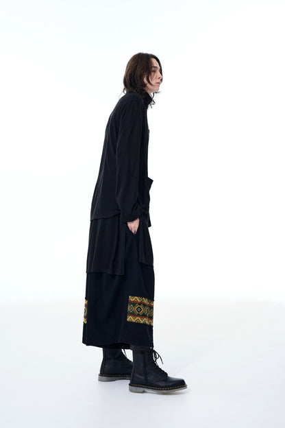 FLANNEL+ECUADORIAN WOVEN BRAID SWITCH FLAME CULOTTE PANTS