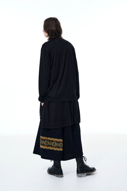 FLANNEL+ECUADORIAN WOVEN BRAID SWITCH FLAME CULOTTE PANTS