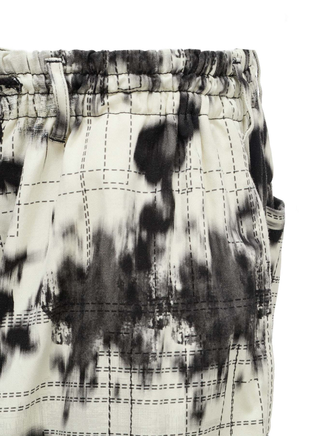 INK-WASH PRINTED TECHNO PANTS WITH DECORATIVE STITCH DETAILING