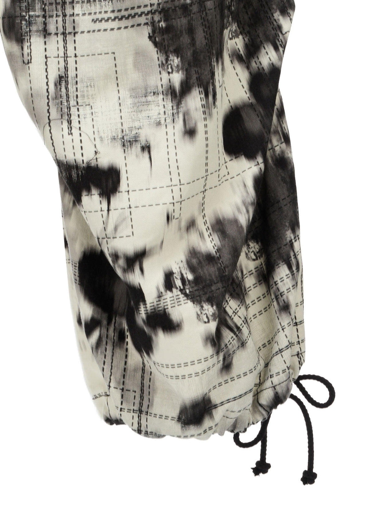 INK-WASH PRINTED TECHNO PANTS WITH DECORATIVE STITCH DETAILING