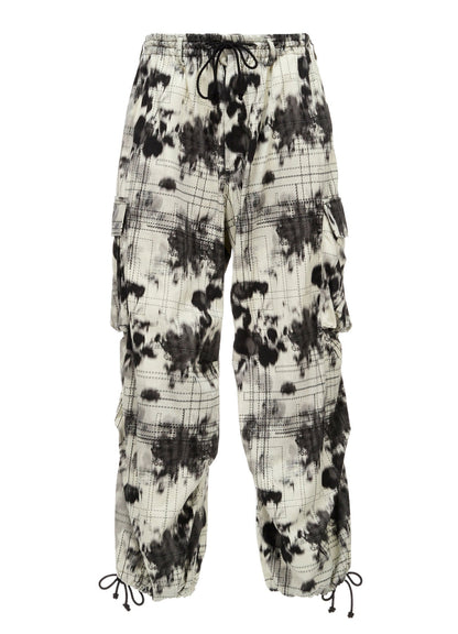 INK-WASH PRINTED TECHNO PANTS WITH DECORATIVE STITCH DETAILING