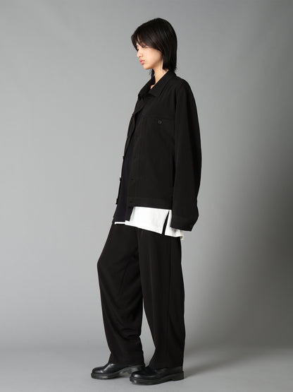 CREPE DE CHINE HIGH-BACK SUSPENDER PANTS
