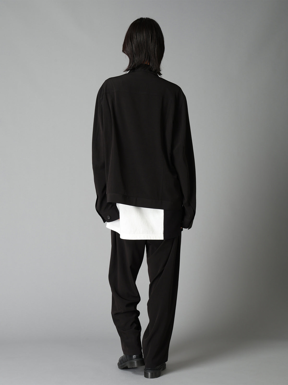 CREPE DE CHINE HIGH-BACK SUSPENDER PANTS