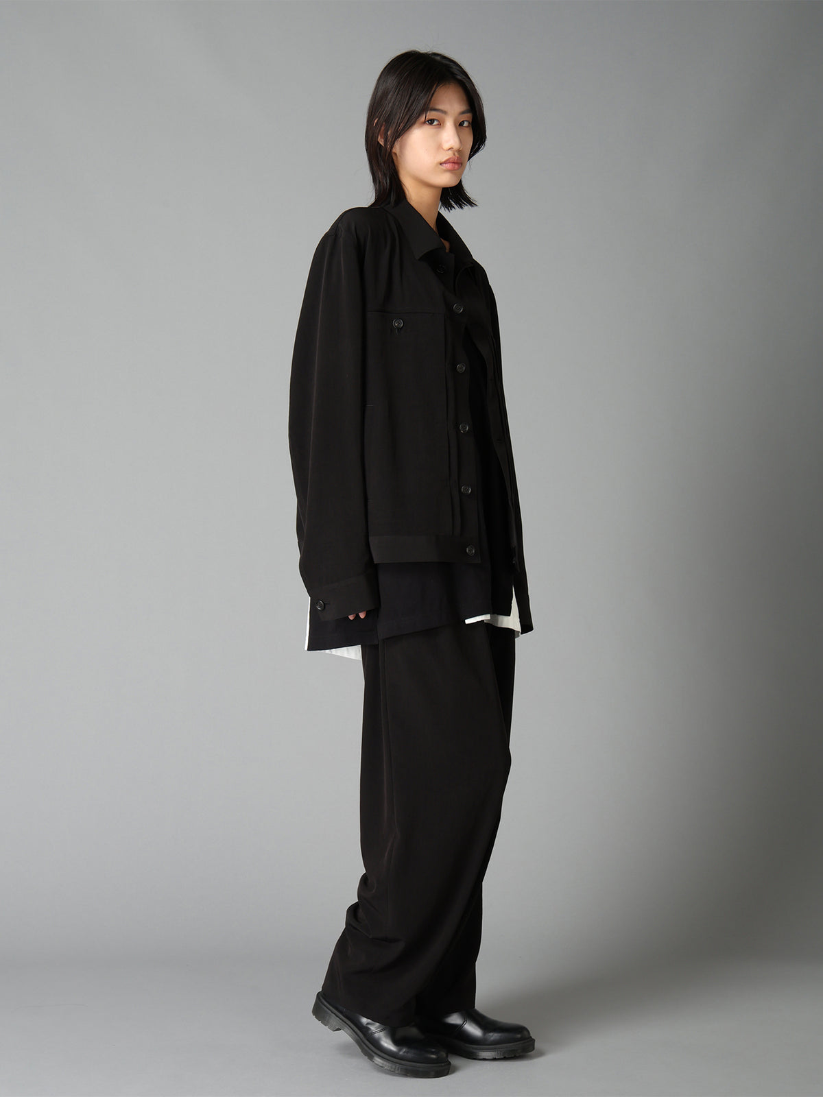 CREPE DE CHINE HIGH-BACK SUSPENDER PANTS
