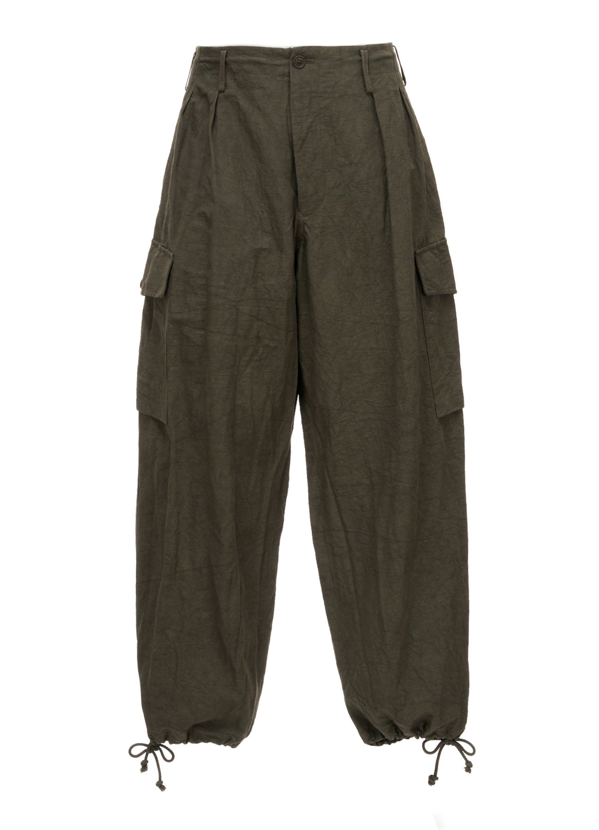 COTTON LINEN TWILL 2-TUCK CARGO PANTS