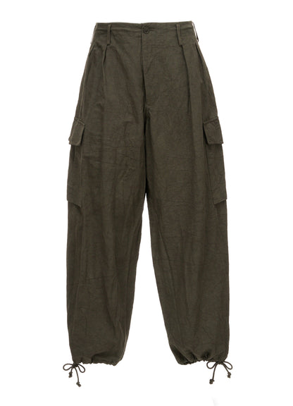 COTTON LINEN TWILL 2-TUCK CARGO PANTS