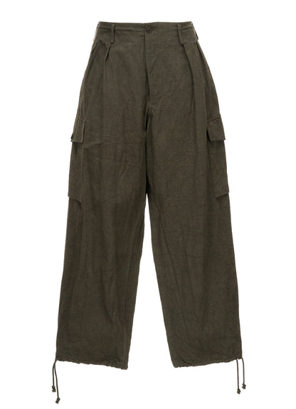 COTTON LINEN TWILL 2-TUCK CARGO PANTS