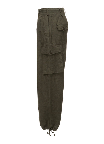 COTTON LINEN TWILL 2-TUCK CARGO PANTS