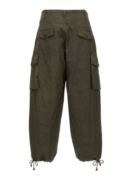COTTON LINEN TWILL 2-TUCK CARGO PANTS