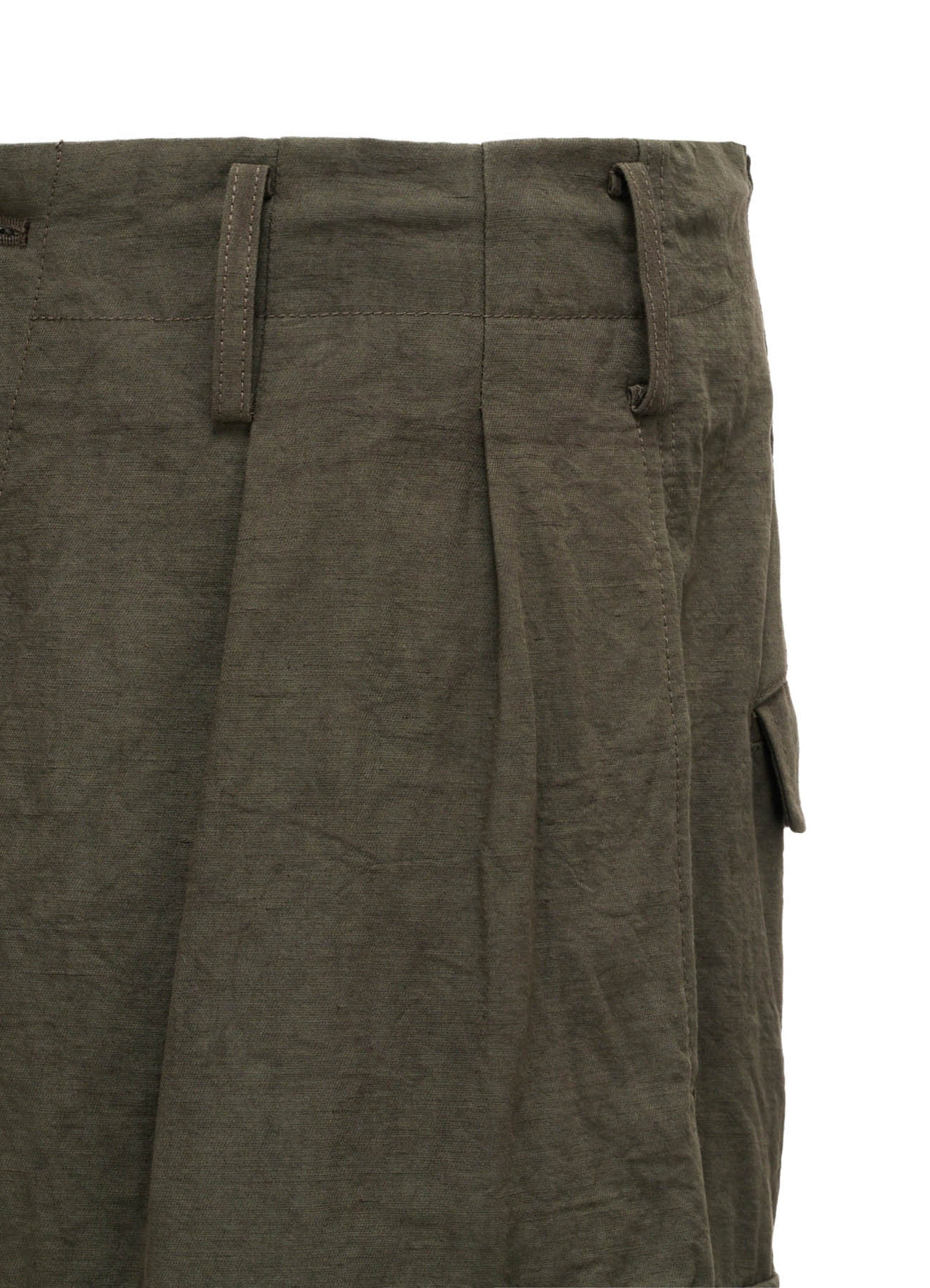 COTTON LINEN TWILL 2-TUCK CARGO PANTS