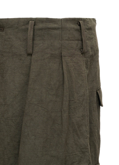 COTTON LINEN TWILL 2-TUCK CARGO PANTS