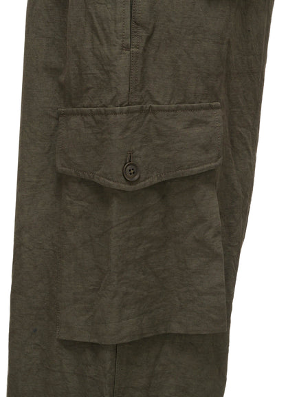 COTTON LINEN TWILL 2-TUCK CARGO PANTS