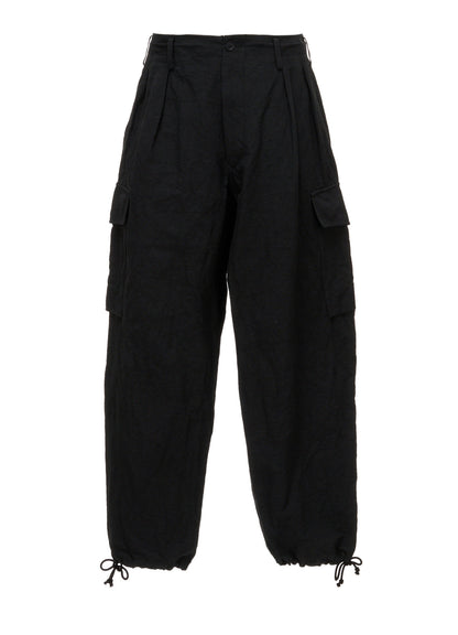 COTTON LINEN TWILL 2-TUCK CARGO PANTS