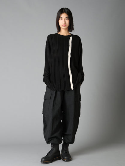 COTTON LINEN TWILL 2-TUCK CARGO PANTS