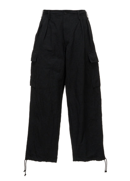 COTTON LINEN TWILL 2-TUCK CARGO PANTS