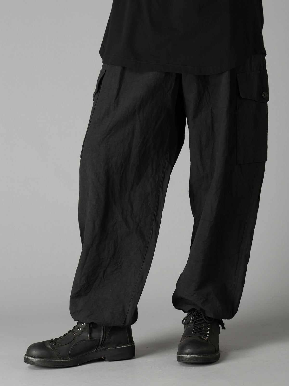COTTON LINEN TWILL 2-TUCK CARGO PANTS
