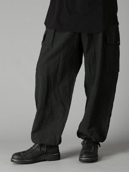COTTON LINEN TWILL 2-TUCK CARGO PANTS