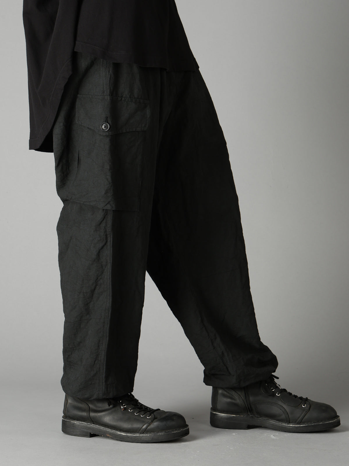 COTTON LINEN TWILL 2-TUCK CARGO PANTS