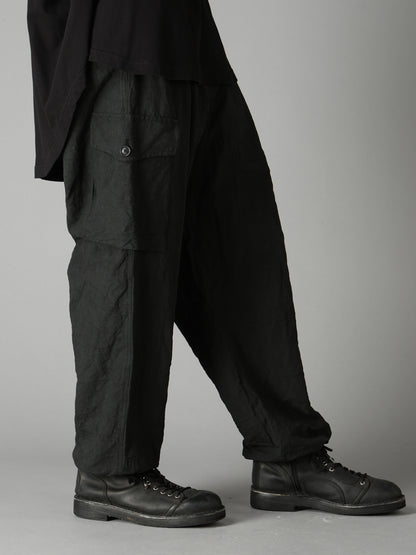 COTTON LINEN TWILL 2-TUCK CARGO PANTS