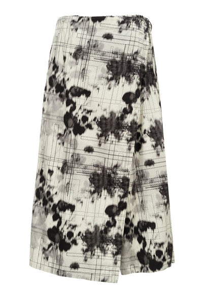 INK-WASH PRINTED BACK ERAP PANTS WITH DECORATIVE STITCH DETAILING