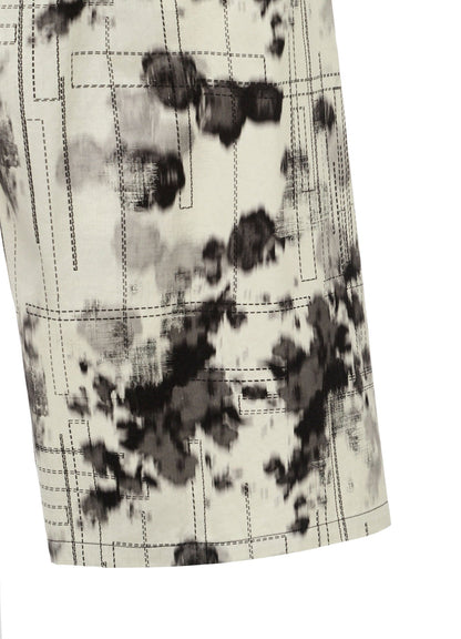 INK-WASH PRINTED BACK ERAP PANTS WITH DECORATIVE STITCH DETAILING